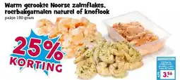 Boon`s Markt Warm gerookte Noorse zalmflakes. roerbakgarnalen naturel of knoflook aanbieding