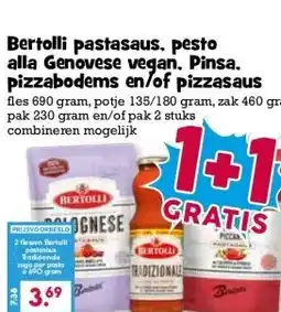 Boon`s Markt Bertolli pastasaus. pesto alla Genovese vegan, Pinsa. pizzabodems en/of pizzasaus aanbieding