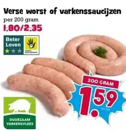 Boon`s Markt Verse worst of varkenssaucijzen aanbieding
