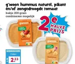 Boon`s Markt g'woon hummus naturel, pikant en/of zongedroogde tomaat aanbieding