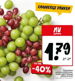 Jumbo Fijnproevers autumn crisp druiven, Jumbo rode of blauwe pitloze druiven aanbieding