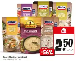 Jumbo Unox of Conimex soep in zak aanbieding