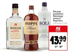 Jumbo Bols jonge graanjenever, Bokma jonge jenever of Hoppe Vieux aanbieding