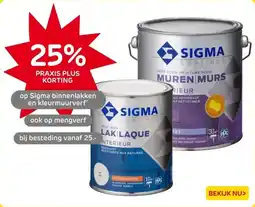 Praxis op Sigma binnenlakken en kleurmuurverf aanbieding