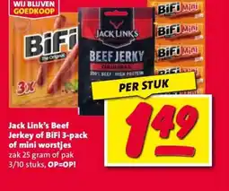 Nettorama Jack Link's Beef Jerkey of BiFi 3-pack of mini worstjes aanbieding