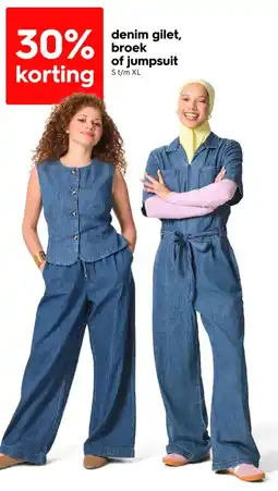 HEMA Denim gilet, broek of jumpsuit aanbieding