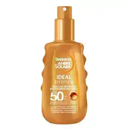 Trekpleister Garnier Ambre Solaire Ideal Bronze SPF50 Beschermende Melkspray aanbieding