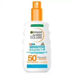 Trekpleister Garnier Ambre Solaire Kids Sensitive Expert+ SPF50+ Hypoallergene Zonnebrandspray aanbieding