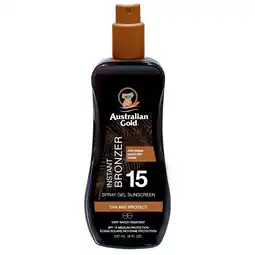 Kruidvat Australian Gold Instant Bronzer SPF15 Zonnebrand Spray Gel aanbieding
