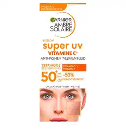 Kruidvat Garnier Ambre Solaire Super Uv Vitamine C SPF50+ Anti-Pigmentvlekken Fluid aanbieding
