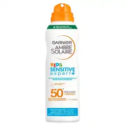 Kruidvat Garnier Ambre Solaire Kids Sensitive Expert+ SPF50+ Zonbeschermende Mist aanbieding