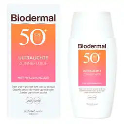 Kruidvat Biodermal Ultralichte Zonnefluïde SPF50+ met Hyaluronzuur aanbieding