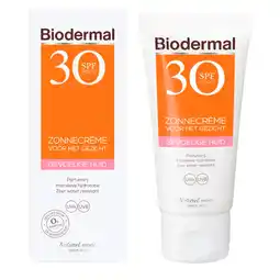Kruidvat Biodermal Gevoelige Huid SPF30 Zonnecrème voor het Gezicht aanbieding