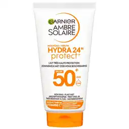 Kruidvat Garnier Ambre Solaire Hydra 24H Protect SPF50+ Beschermende Zonnemelk aanbieding