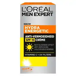 Trekpleister L'Oréal Paris Men Expert Hydra Energetic Anti-Vermoeidheid SPF15 Dagcrème aanbieding