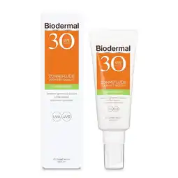 Trekpleister Biodermal SPF30 Matterende Zonnefluïde voor je Gezicht aanbieding