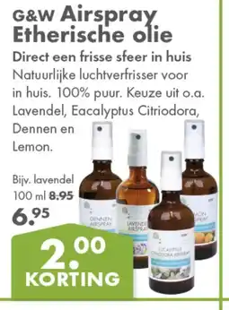 Gezond & Wel G&W Airspray. Etherische olie aanbieding