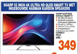 Correct Sharp 55 inch 4k ultra hd qled smart tv met ingebouwde harman kardon speakers aanbieding