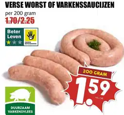 De Boerenschuur Verse worst of varkenssaucijzen aanbieding