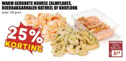 De Boerenschuur Warm gerookte noorse zalmflakes, roerbakgarnalen naturel of knoflook aanbieding