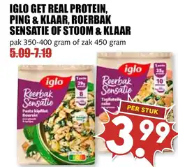 De Boerenschuur Iglo get real protein, ping & klaar, roerbak sensatie of stoom & klaar aanbieding