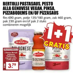De Boerenschuur Bertolli pastasaus, pesto alla genovese vegan, pinsa, pizzabodems en/of pizzasaus aanbieding