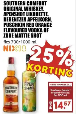 De Boerenschuur Original whiskey, apenshot likorette, berentzen apfelkorn, puschkin red orange flavoured vodka of zure mattie shot aanbieding