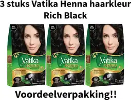 Bol.com Dabur Vatika Henna Hair Colour - Haarverf - Haarkleur - Rich Black - 3 stuks aanbieding