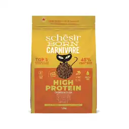 Zooplus 1,25kg Schesir Born Carnivore High Protein Kip met Ei droogvoer voor katten aanbieding
