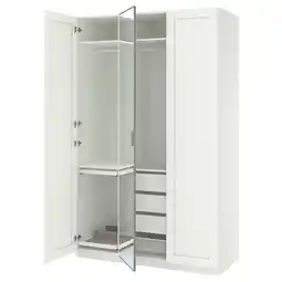 IKEA Een witte pax kledingkast met spiegeldeuren en verstelbare planken aanbieding