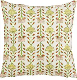 Intratuin Mica Decorations sierkussen Corina wit / geel / roze 45 x 45 cm aanbieding