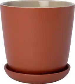 Intratuin Intratuin bloempot met schotel Shai terracotta D 16 H 16 cm aanbieding