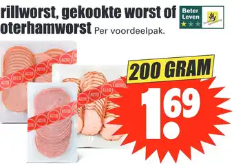 Dirk Grillworst, gekookte worst of boterhamworst Per voordeelpak. 200g aanbieding