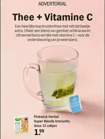 Albert Heijn Pickwick Herbal Super Blends Immunity doos 15 zakjes aanbieding