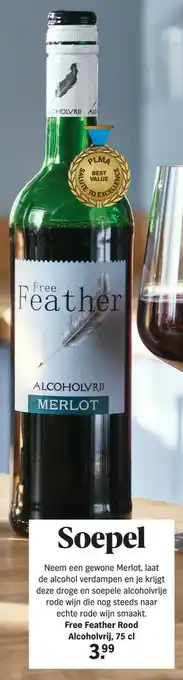 Albert Heijn Soepel Free Feather Rood Alcoholvrij, 75 cl aanbieding