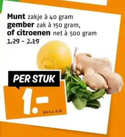 Poiesz Munt, gember of citroenen aanbieding