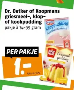 Poiesz Dr. oetker of koopmans griesmeel, klop of kookpudding aanbieding