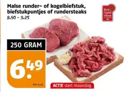 Poiesz Malse runder of kogelbiefstuk, biefstukpuntjes of rundersteaks aanbieding