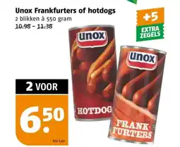 Poiesz Unox frankfurters of hotdogs aanbieding