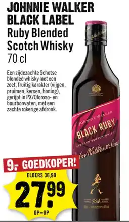 Dirck 3 Johnnie Walker black label ruby blended scotch whisky aanbieding