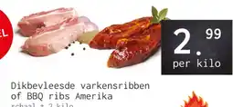 Naanhof Dikbevleesde varkensribben of BBQ ribs Amerika aanbieding