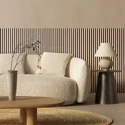 Action Akoestische wandpanelen met halfronde latjes - licht eiken aanbieding