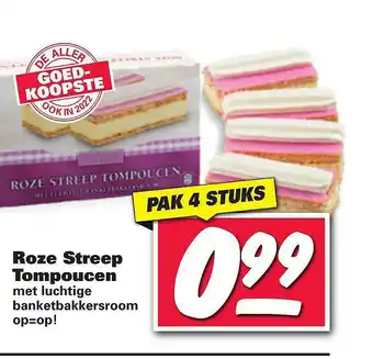 Nettorama Roze Streep Tompoucen Met Luchtige Banketbakkersroom aanbieding