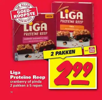 Nettorama Liga Proteïne Reep Cranberry Of Pinda aanbieding