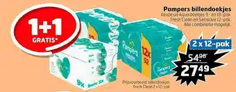 Trekpleister Pampers Billendoekjes 1+1 Gratis aanbieding