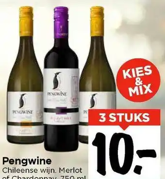 Vomar Voordeelmarkt Pengwine Chileense Wijn. Merlot Of Chardonnay 750 Ml aanbieding