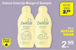 De Online Drogist Zwitsal Zeepvrije Wasgel of Shampoo aanbieding