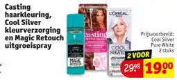 Kruidvat Casting haarkleuring, Cool Silver kleurverzorging en Magic Retouch uitgroeispray aanbieding