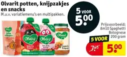 Kruidvat Olvarit potten, knijpzakjes en snacks aanbieding