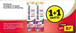 Kruidvat Parodontax Strengthen & Protect Fresh Mint en Whitening. aanbieding